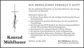 Traueranzeige Konrad Mühlbauer
