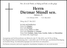 Traueranzeige Dietmar Mündl sen.