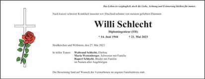 Traueranzeige Willi Schlecht