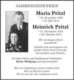Traueranzeige Maria und Heinrich Pritzl