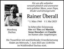 Traueranzeige Rainer Überall