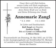 Traueranzeige Annemarie Zangl