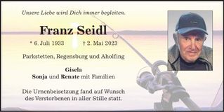 Traueranzeige Franz Seidl