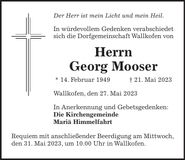 Traueranzeige Georg Mooser