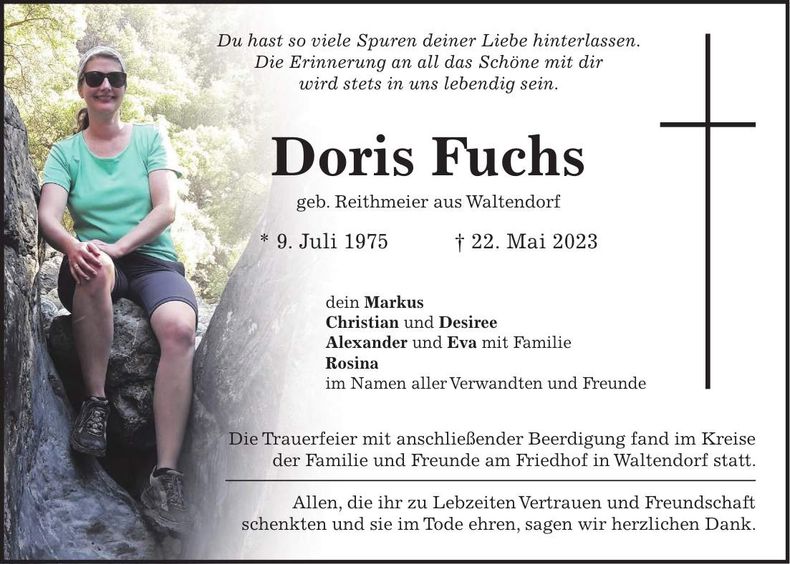Traueranzeige Doris Fuchs
