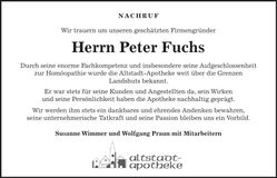 Traueranzeige Peter Fuchs