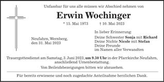 Traueranzeige Erwin Wochinger