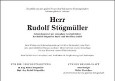 Traueranzeige Rudolf Stögmüller