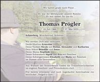 Traueranzeige Thomas Prögler