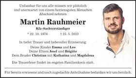 Traueranzeige Martin Rauhmeier