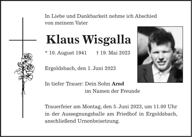 Traueranzeige Klaus Wisgalla