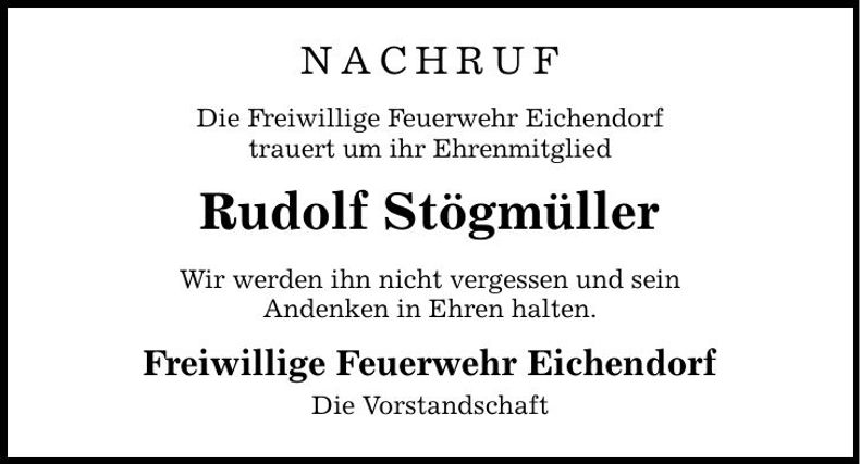 Traueranzeige Rudolf Stögmüller