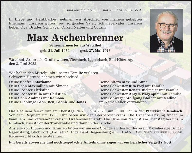 Traueranzeige Max Aschenbrenner