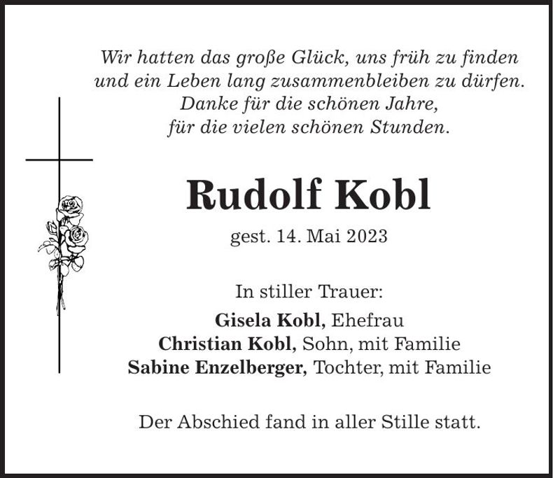 Traueranzeige Rudolf Kobl