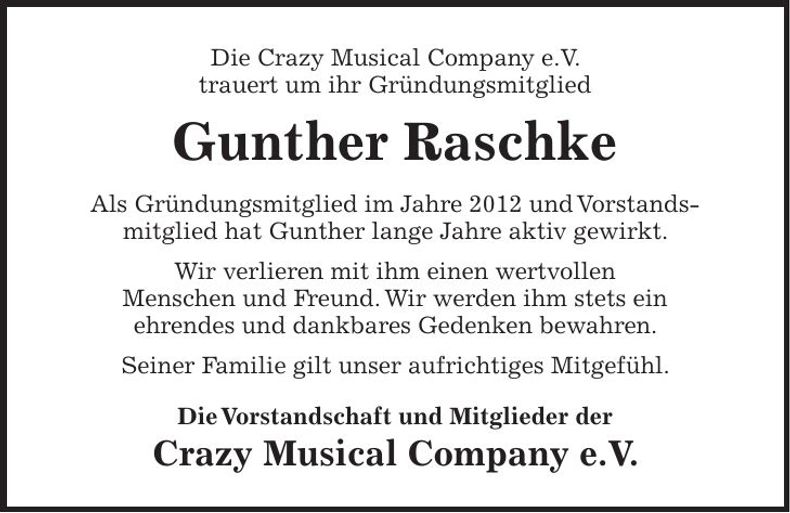 Traueranzeige Gunther Raschke
