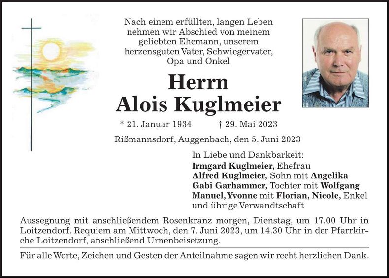 Traueranzeige Alois Kuglmeier