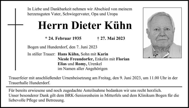 Traueranzeige Dieter Kühn