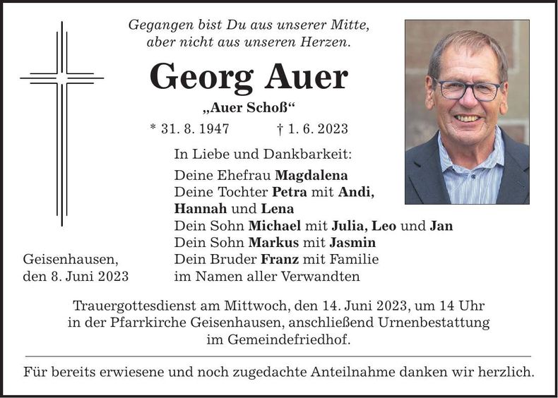 Traueranzeige Georg Auer