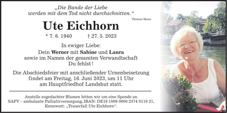 Traueranzeige Ute Eichhorn