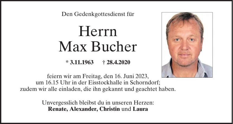 Traueranzeige Max Bucher