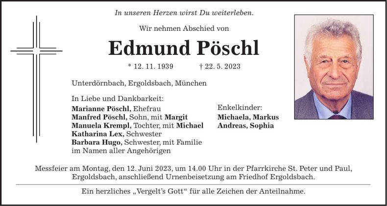 Traueranzeige Edmund Pöschl