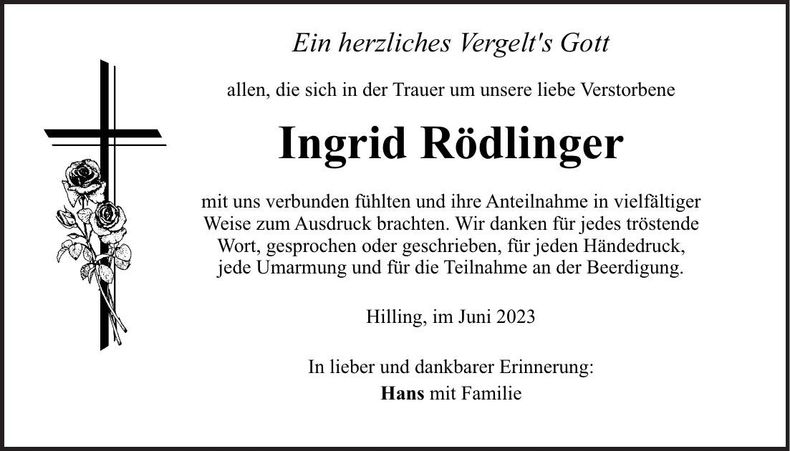 Traueranzeige Ingrid Rödlinger