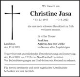 Traueranzeige Christine Jasa