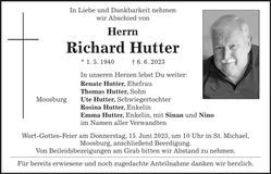 Traueranzeige Richard Hutter