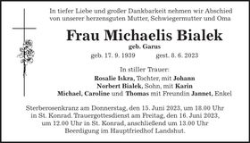 Traueranzeige Michaelis Bialek