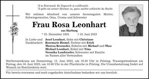 Traueranzeige Rosa Leonhart
