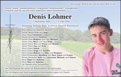 Traueranzeige Denis Lohmer