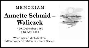 Traueranzeige Annette Schmid - Waliczek