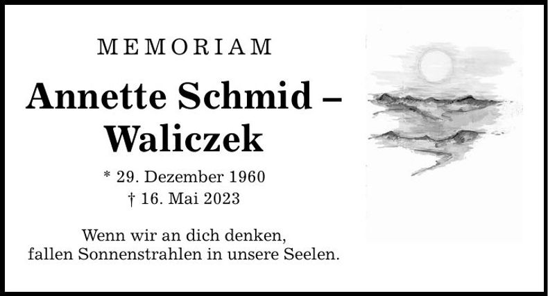 Traueranzeige Annette Schmid - Waliczek