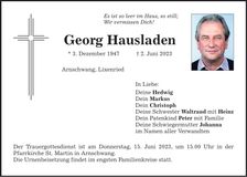 Traueranzeige Georg Hausladen