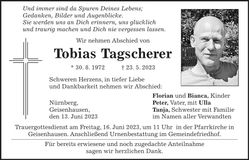 Traueranzeige Tobias Tagscherer