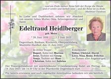 Traueranzeige Edeltraud Heidlberger