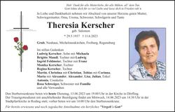 Traueranzeige Theresia Kerscher