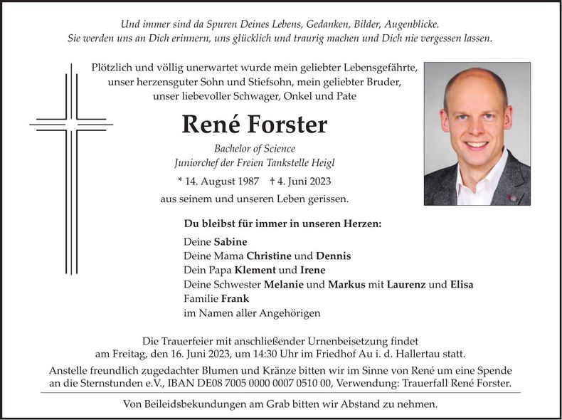 Traueranzeige René Forster