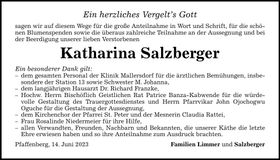 Traueranzeige Katharina Salzberger