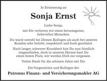 Traueranzeige Sonja Ernst