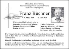 Traueranzeige Buchner Franz