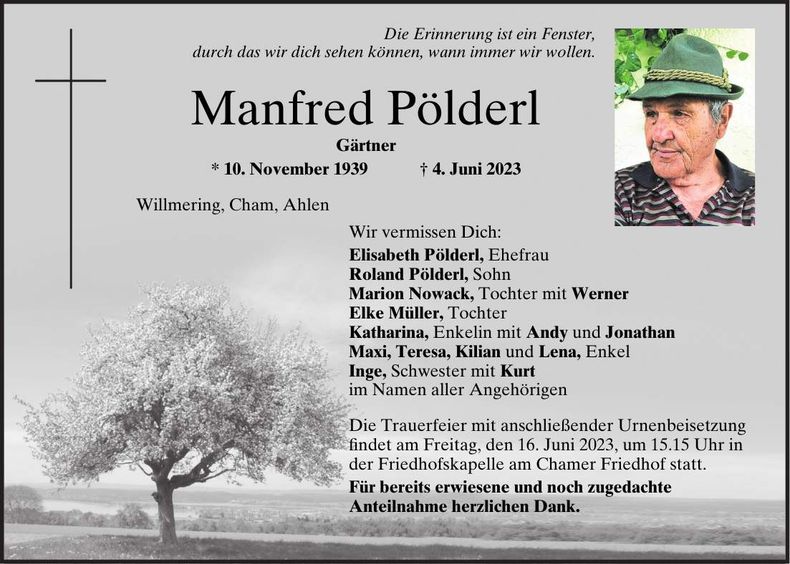 Traueranzeige Manfred Pölderl
