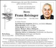 Traueranzeige Franz Reisinger