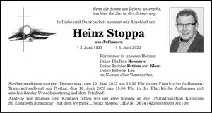 Traueranzeige Heinz Stoppa