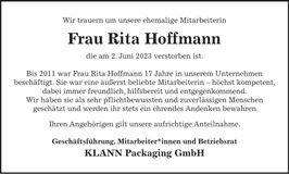 Traueranzeige Rita Hoffmann