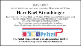 Traueranzeige Karl Straubinger