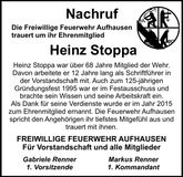 Traueranzeige Heinz Stoppa