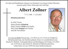 Traueranzeige Albert Zollner