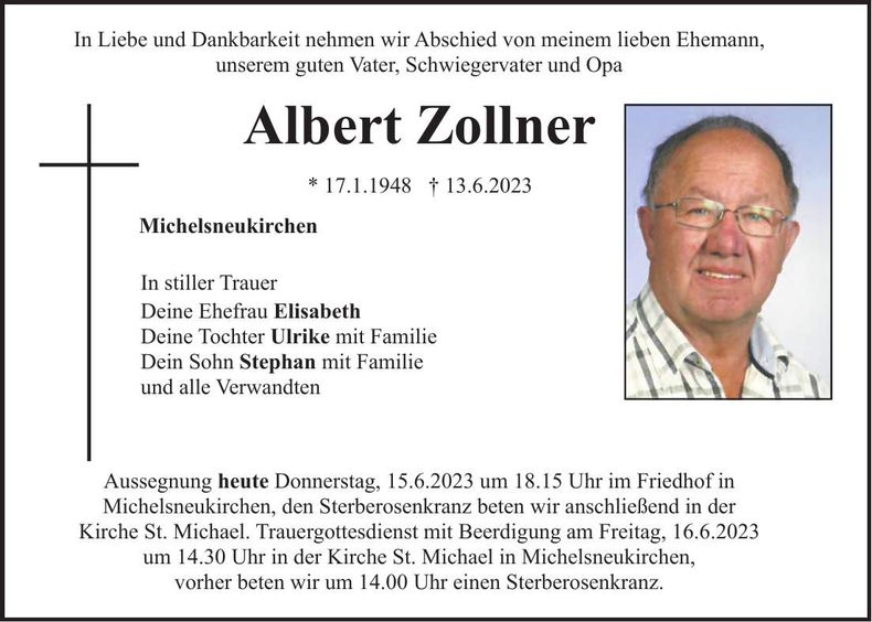 Traueranzeige Albert Zollner