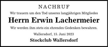 Traueranzeige Erwin Lachermeier